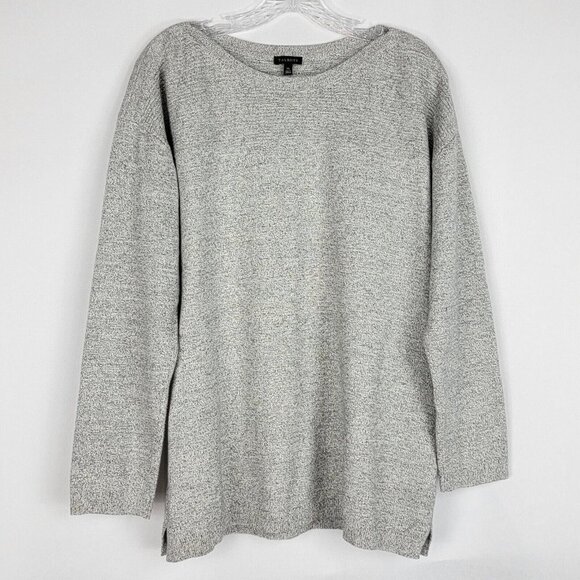 Talbots Sweaters - Talbots Womens Pullover Sweater Size XL Gray Cotton Blend Long Sleeve Crew Neck